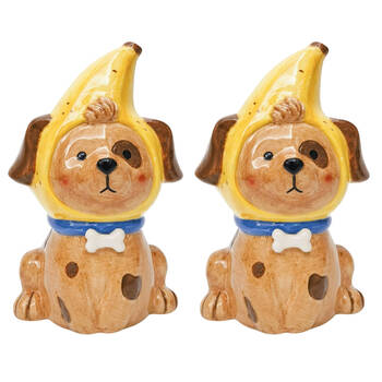 2PK Urban Banana Dog Vase Ceramic 17x11cm Brown/Yellow