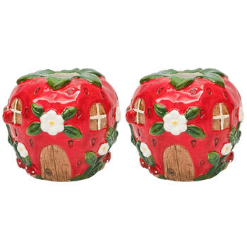2PK Urban Strawberry House Flower Vase Ceramic 10cm Red
