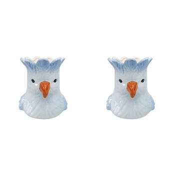 2PK Urban Ceramic Perdy Parrot Outdoor Garden Planter Pot 14x13cm Blue
