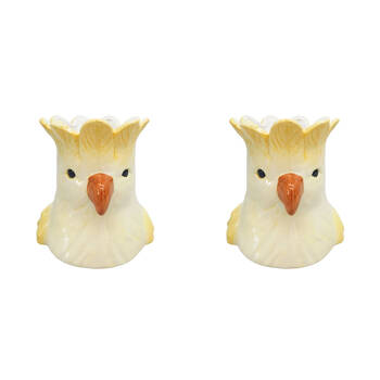 2PK Urban Ceramic Perdy Parrot Outdoor Planter Pot 14x13cm Yellow