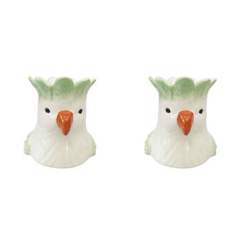 2PK Urban Ceramic Perdy Parrot Outdoor Planter Pot 14x13cm Green