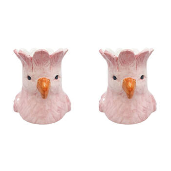 2PK Urban Ceramic Perdy Parrot Outdoor Garden Planter Pot 14x13cm Pink
