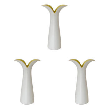 3PK Urban Groovy Stem Vase White Yellow 20cm Decorative Home Decor