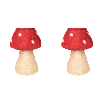 2PK Urban HUSK Toadstool Planter Red White 19cm Home Decorative Garden Decor