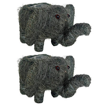 2PK Urban Husk Elephant Coconut Fibre Planter Pot 35x30cm Grey