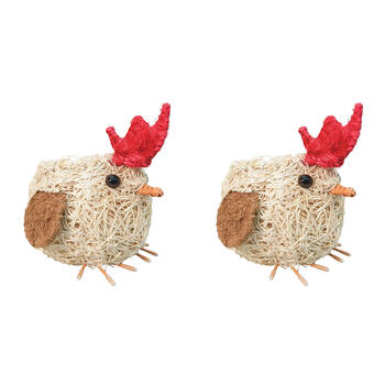 2PK Urban Coconut Fibre Husk Chicken Outdoor Planter Pot 18x15cm White