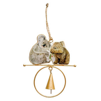 Urban Iron Popcorn Blue Koala Wombat Outdoor Hanging Bell 18x12cm Grey/Brown