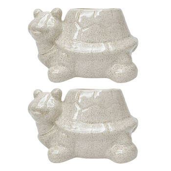 2PK Urban Turtle Ceramic Planter Pot Speckle 20x14cm White