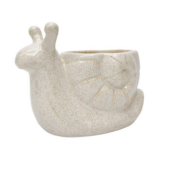 Urban Snail Ceramic Planter Pot Speckle 14x20cm White