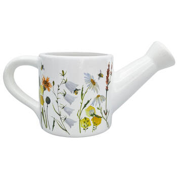 Urban Ceramic Bee Meadow Watering Can Planter Pot 13x25cm Yellow