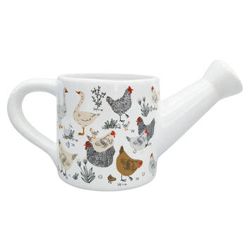 Urban Ceramic Chicken Friends Watering Can Planter Pot 13x25cm Black/White