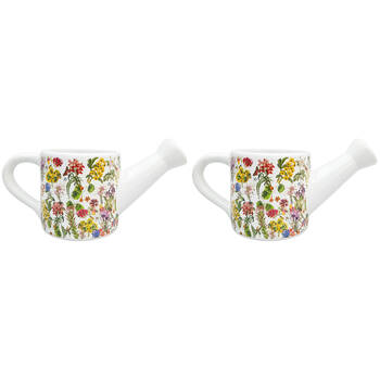 2PK Urban Ceramic Botanicals Watering Can Outdoor Planter Pot 13x25cm Green