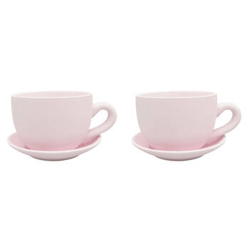 2PK Urban Ceramic Rendered Teacup Outdoor Planter Pot 19x10cm Pink