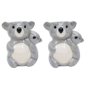 2PK Urban Hugging Koalas Ceramic Planter Pot 11cm Grey