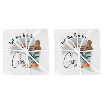 2x 4pc Urban Let The Fun Be Gin 10cm Coasters Mug/Cup Drink Table Mat Set