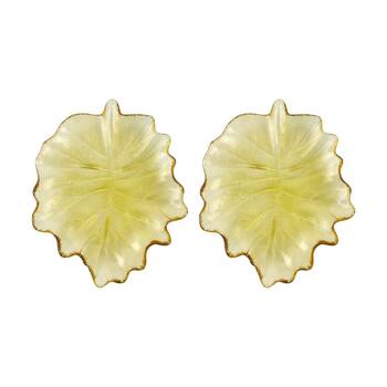 2PK Urban Tommy 18.5cm Glass Leaf Dish Home Decorative Plate - Amber