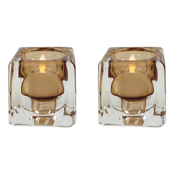 2x Urban Tommy 5.5cm Glass Tealight/Tapered Candle Holder - Rose