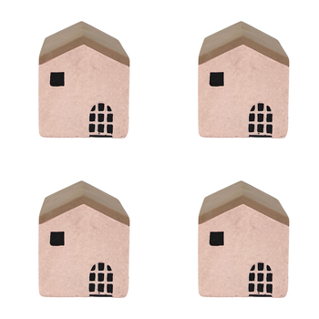 4x Urban Jonah House 8cm Concrete Ornament Home Decor Medium - Pink