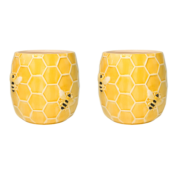 2PK Urban Bee Hive Planter Yellow 12cm Home Decorative Garden Decor