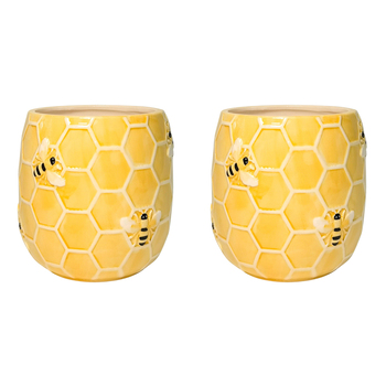 2PK Urban Bee Hive Planter Yellow 15cm Home Decorative Garden Decor