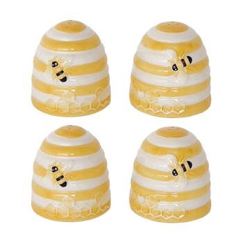 2PK Urban Bee Hive Salt Pepper Shakers Yellow 7cm Serveware Home Kitchen Decor
