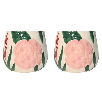 2PK Urban Dahlia Floral Planter Colourful Med 13cm Home Decorative Garden Decor