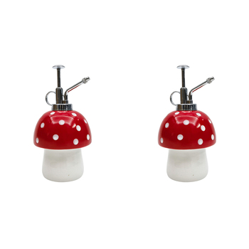 2PK Urban Toadstool Water Mister Red 18cm Decorative Ornament Home Decor