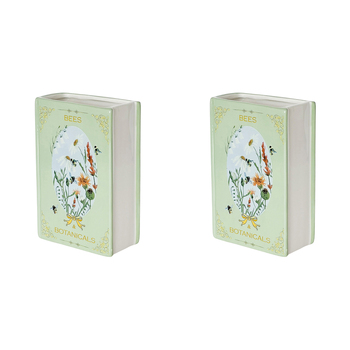 2PK Urban Bees Botanicals Story Book Vase Green Decorative Home Decor