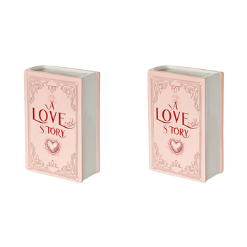 2PK Urban A Love Story Book Vase Pink Red 16cm Decorative Home Decor