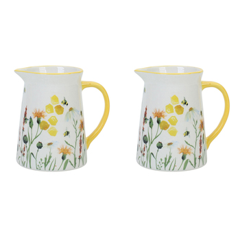 2PK Urban Bee Meadow Jug Yellow 15cm Serveware Home Kitchen Decor