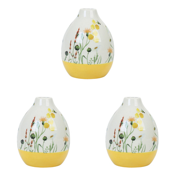 3PK Urban Bee Meadow Vase Yellow 13cm Decorative Home Decor