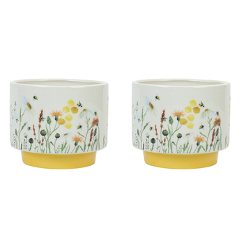 2PK Urban Bee Meadow Planter Yellow 15cm Home Decorative Garden Decor