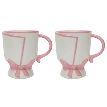 2PK Urban Bow Coffee/Tea Drinking Mug Ceramic 12cm Pink