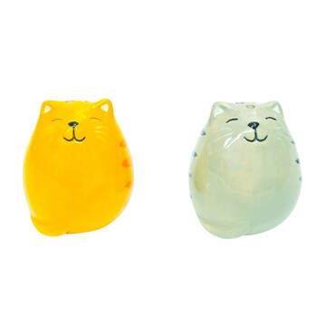 2pc Urban Cat Salt & Pepper Shakers Ceramic 6cm Grey/Orange