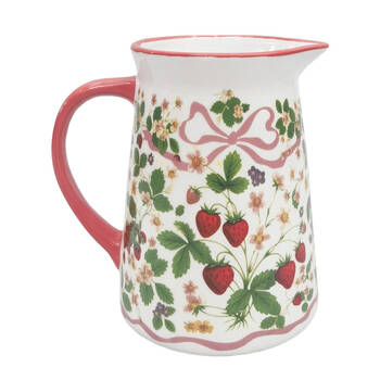 Urban Ceramic Strawberry Fields Pitcher Jug 15x16cm Green/Red