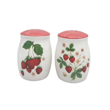 2pc Urban Ceramic Strawberry Fields Salt and Pepper Shakers Set 8x6cm Green/Red