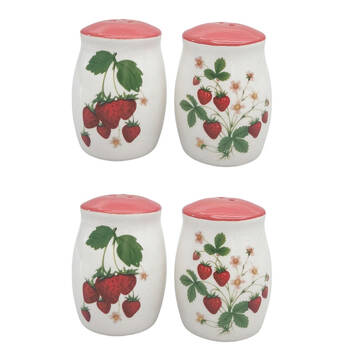 2x 2pc Urban Ceramic Strawberry Fields Salt & Pepper Shakers 8x6cm Green/Red