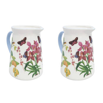 2PK Urban Ceramic Botanicals Pitcher Beverage Serving Jug 15x16cm Green