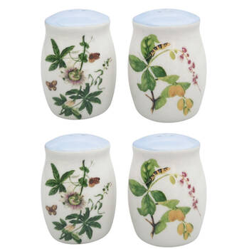 2x 2pc Urban Ceramic Botanicals Floral Salt and Pepper Shakers Set 8x6cm Blue