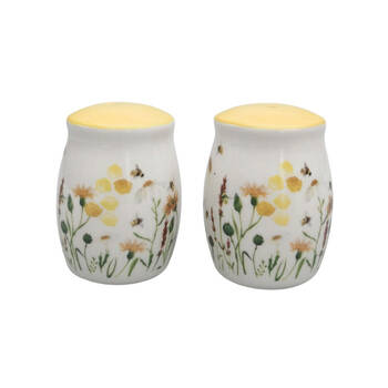 2pc Urban Ceramic Bee Meadow Salt and Pepper Shakers Set 8x6cm Yellow