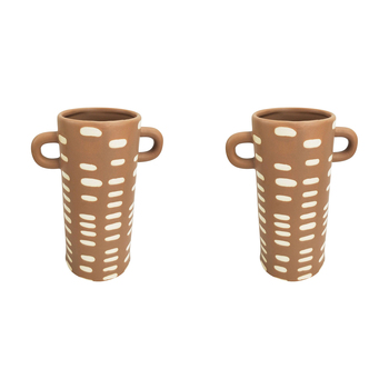 2x Urban Lydia 22cm Ceramic Plant/Flower Vase Display Pot - Beige