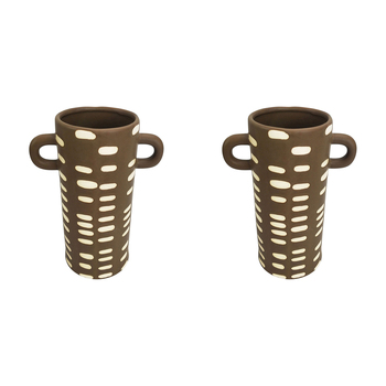2x Urban Lydia 22cm Ceramic Plant/Flower Vase Display Pot - Mocha