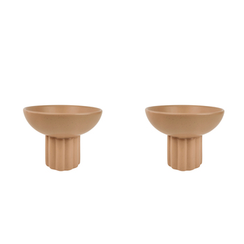 2x Urban Leilani 17cm Ceramic Tall Bowl Planter Home Decor - Beige