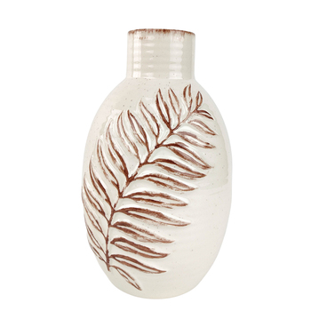 Urban Blair Leaf 25cm Ceramic Flower Vase Display Pot Medium - White