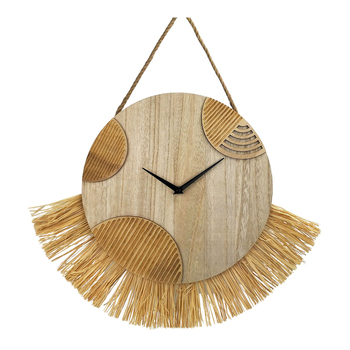 Urban Kiana Fringe 53cm Wall Clock Hanging Home Decor - Natural