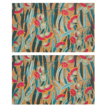 2PK Urban Gum Blossom Floor Doormat Coir/PVC 45x75cm Green