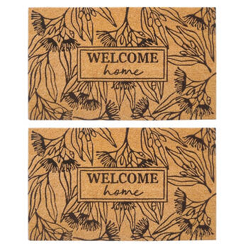 2PK Urban Welcome Home Floor Doormat Coir/PVC 45x75cm Black