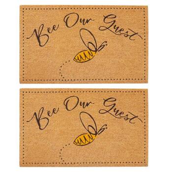 2PK Urban Bee Our Guest Doormat Coir/PVC 45x75cm Black/Yellow