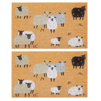 2PK Urban Sheep Floor Doormat Coir/PVC 45x75cm White/Grey
