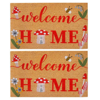 2PK Urban Toadstool Welcome Doormat Coir/PVC 45x75cm Red
